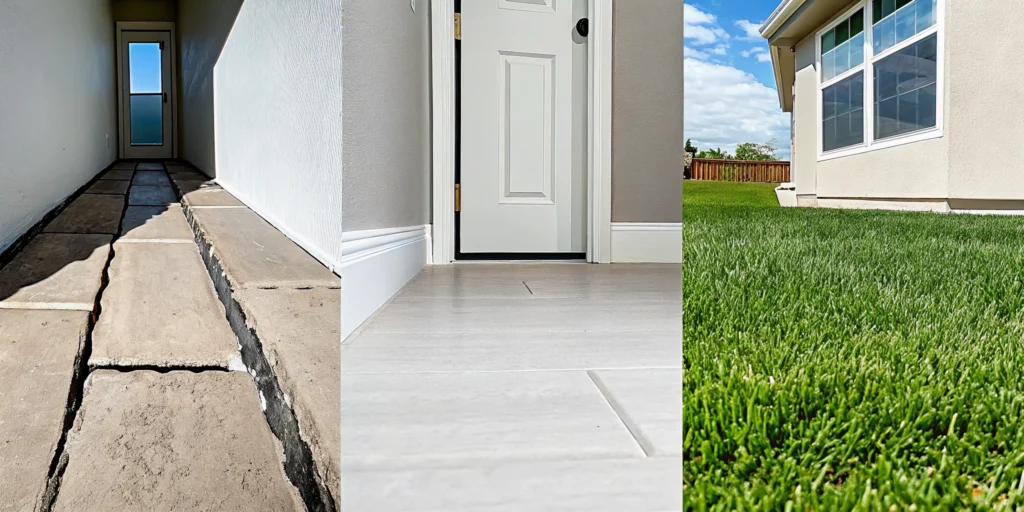 A cracked slab foundation, a common sign that a home in Allen needs foundation repair.