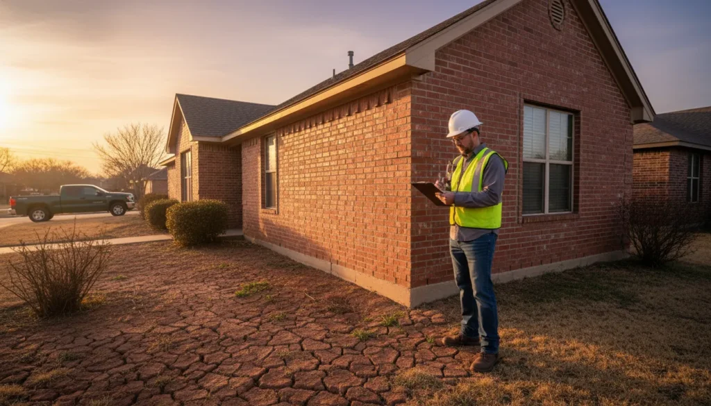 North Texas home being evaluated for foundation repair insurance coverage