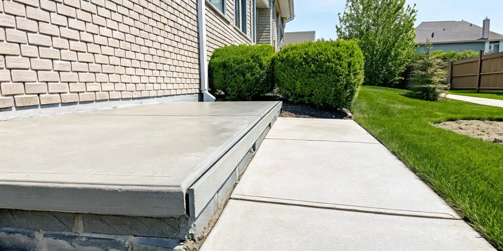 Uneven concrete patio with sunken slabs requiring repair.