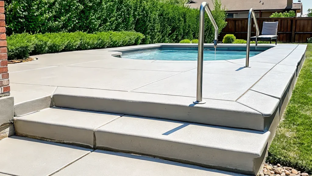 Level concrete pool deck after pool deck repair in Dallas-Fort Worth