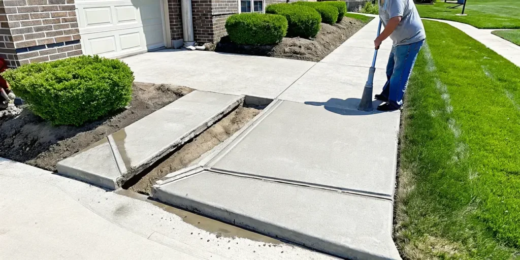 Polyurethane foam filling a void beneath a concrete slab