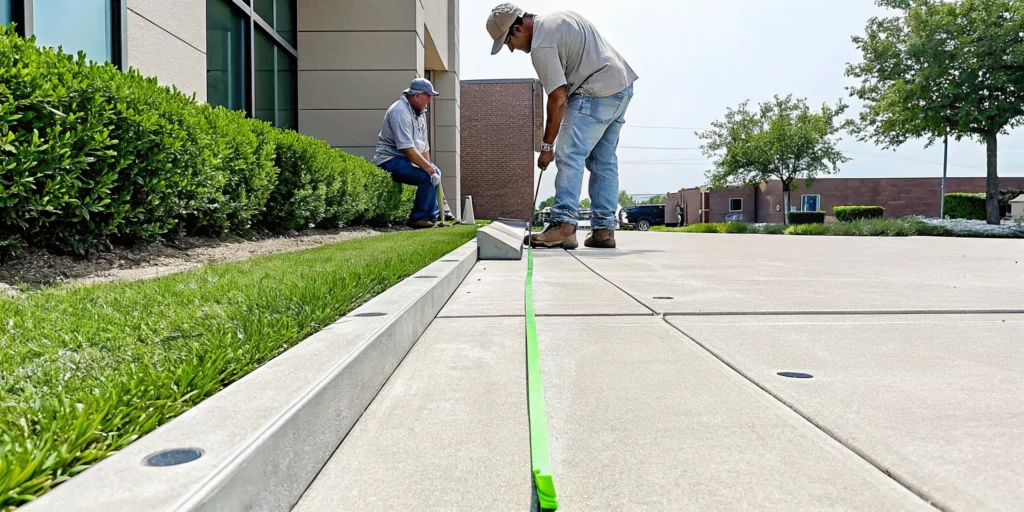 Leveling a sunken concrete sidewalk in Dallas-Fort Worth.