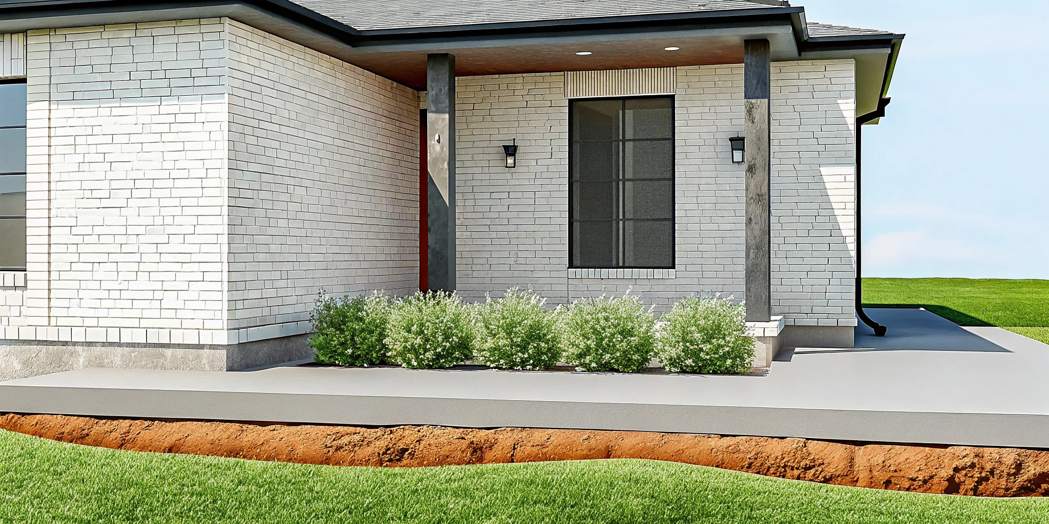 Foundation repair for a home on expansive clay soil in North Texas.