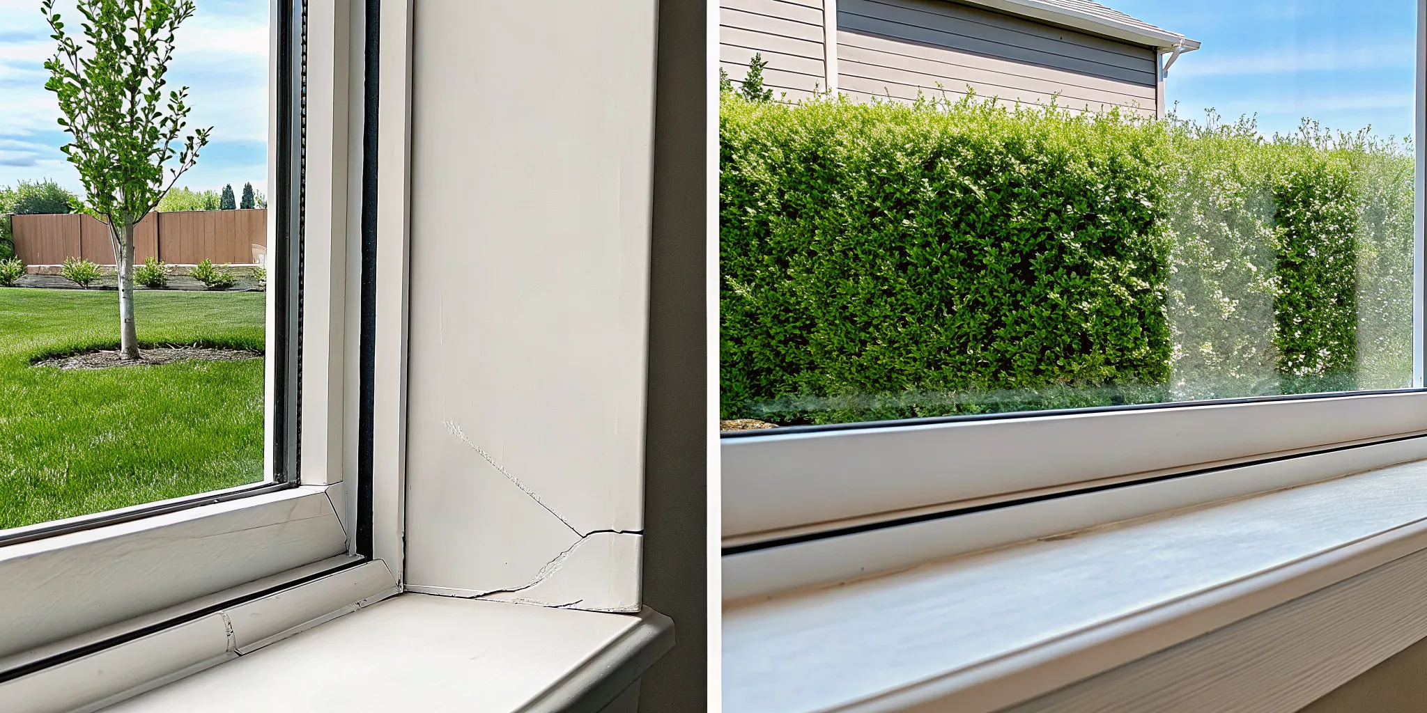 Gaps around a window frame that can be fixed by foundation repair.