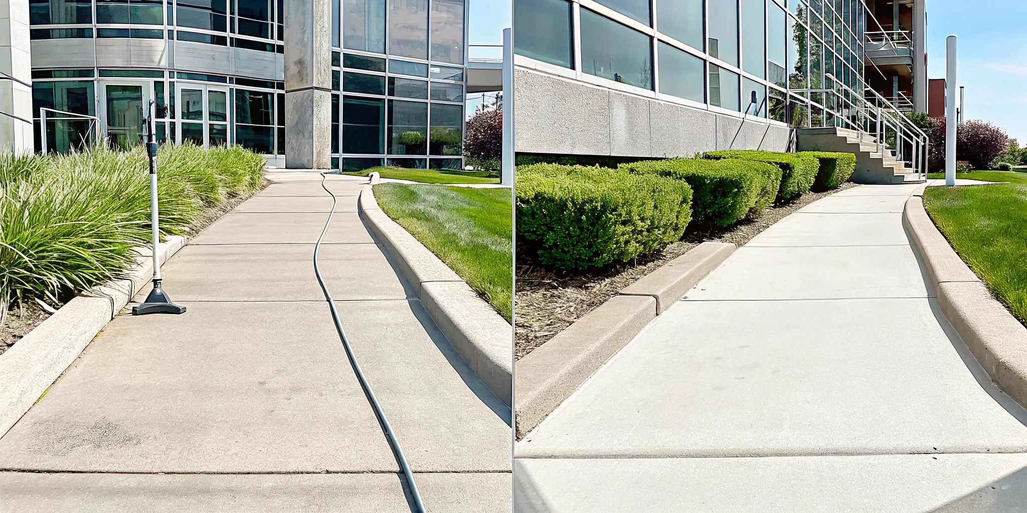 A repaired sidewalk showing how concrete lifting is cheaper than replacement.