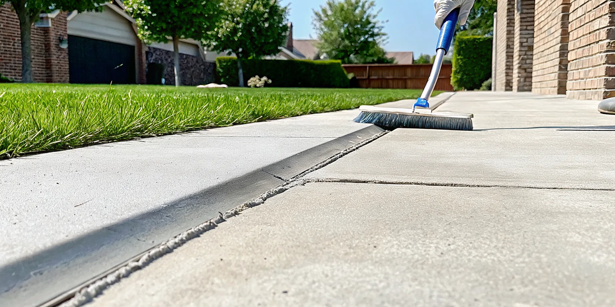 Preparing a cracked driveway for repair in Dallas, TX.