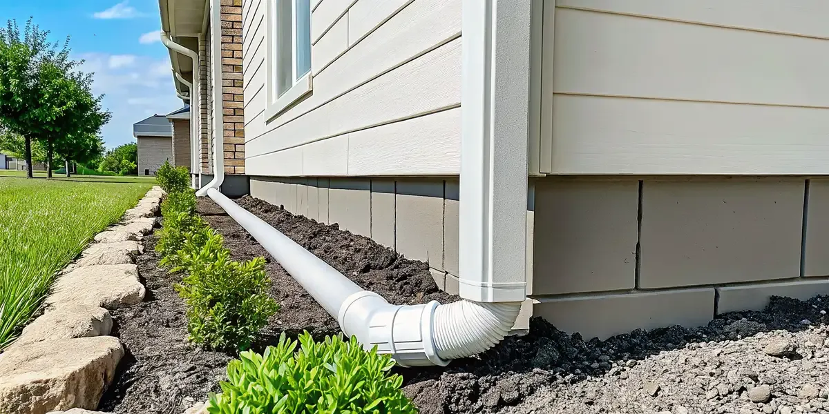 French drain system installation directing water away from a home foundation in Dallas, Texas