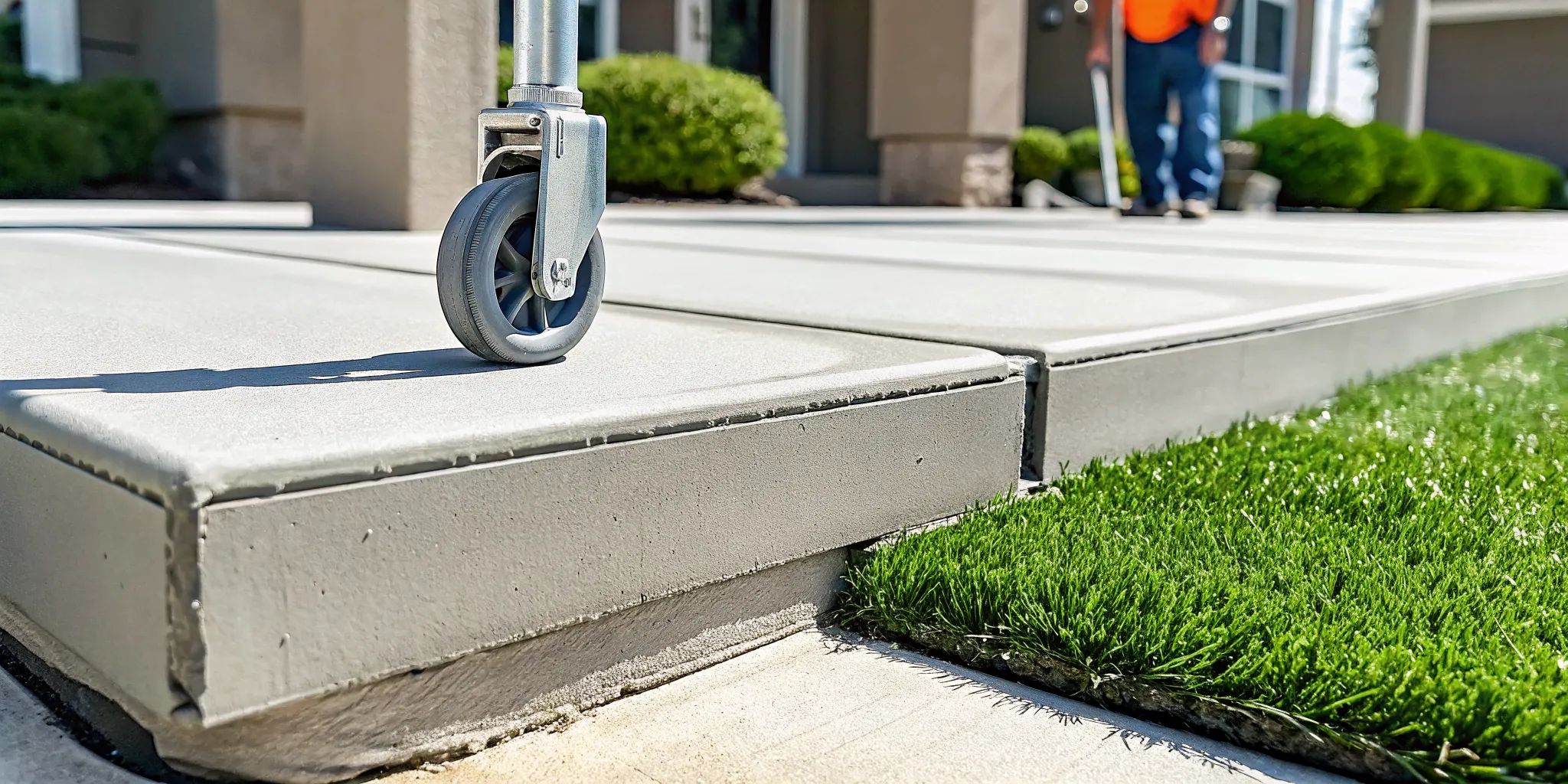A concrete slab supporting weight immediately after a PolyLevel repair.