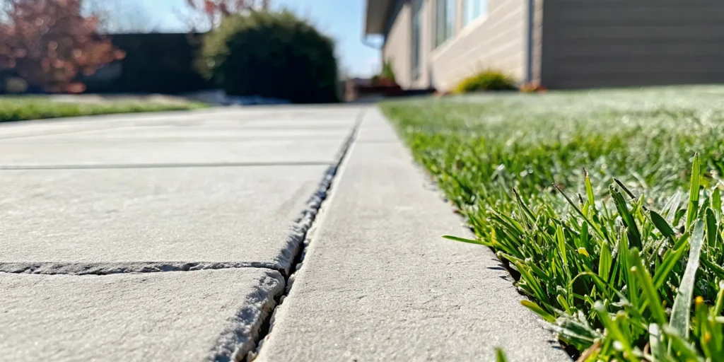 A long crack in a concrete sidewalk needing a sealant that lasts.