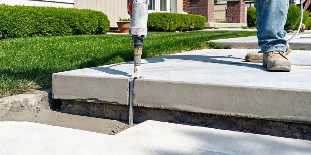 Professional concrete leveling with PolyLevel foam injection