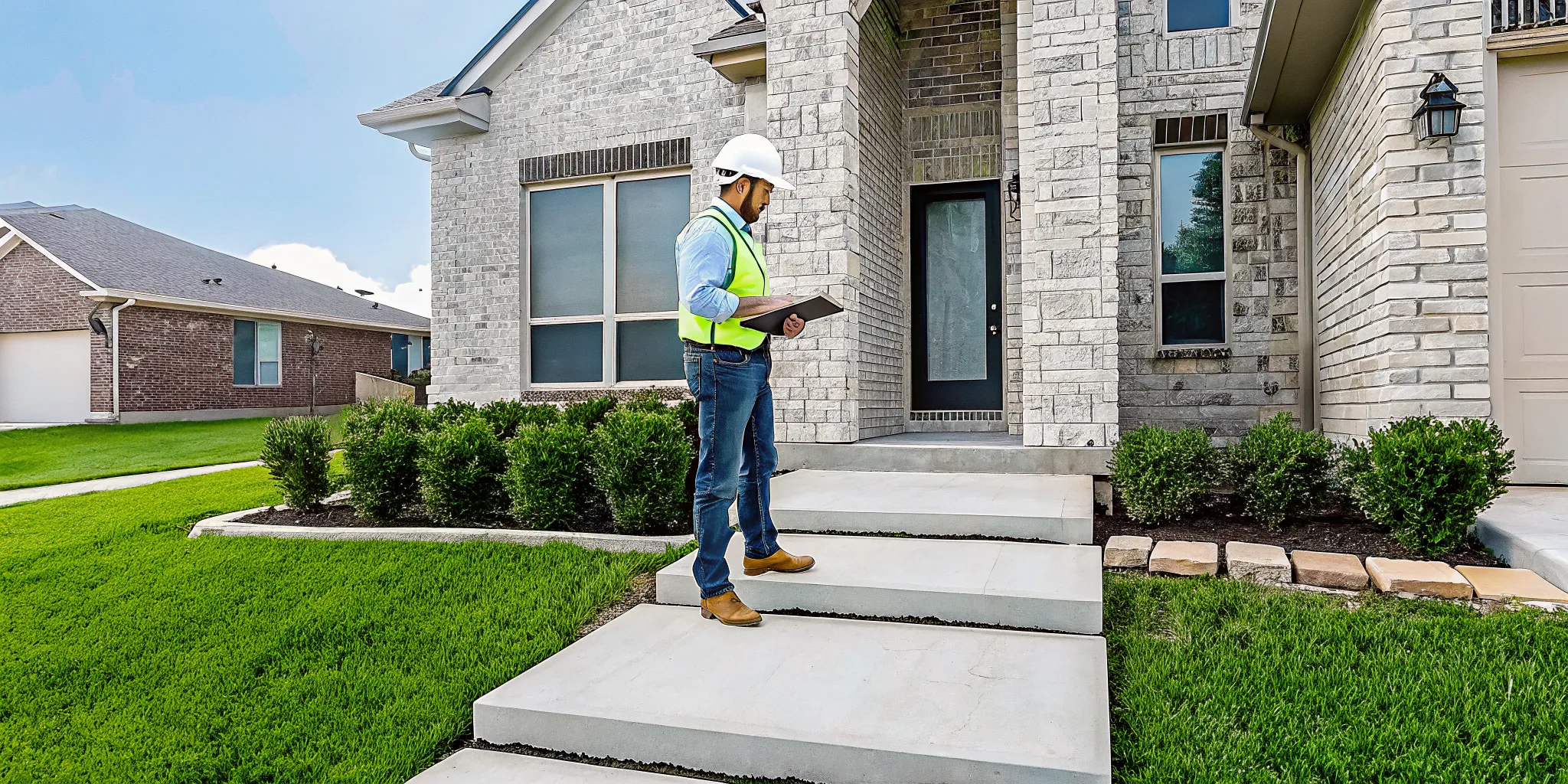 DFW structural foundation repair contractor inspecting a home's foundation for damage.