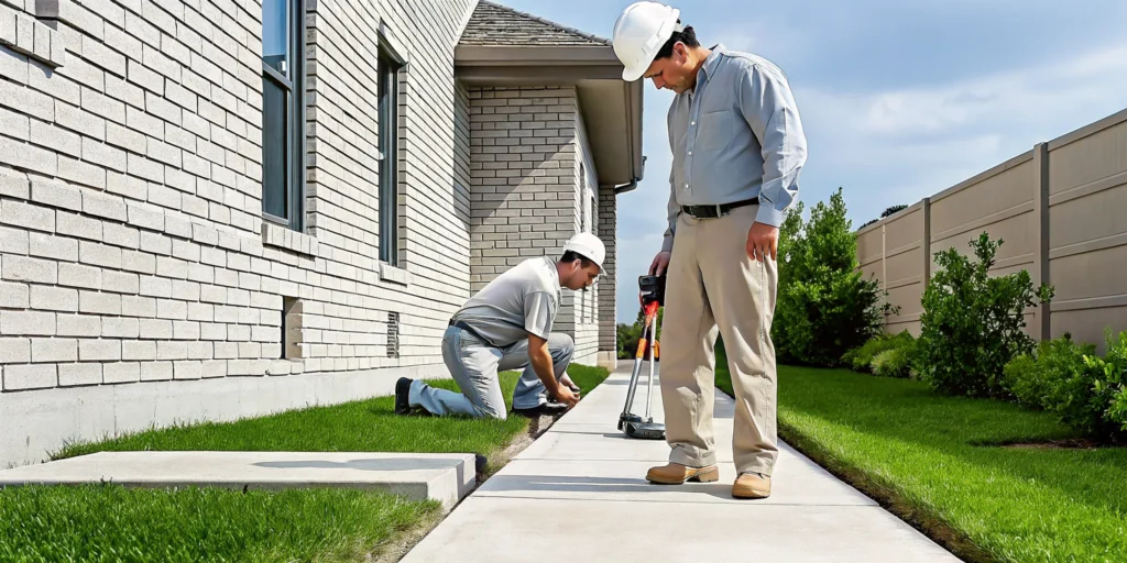 Contractors inspecting a home for affordable foundation repair in Dallas, TX.
