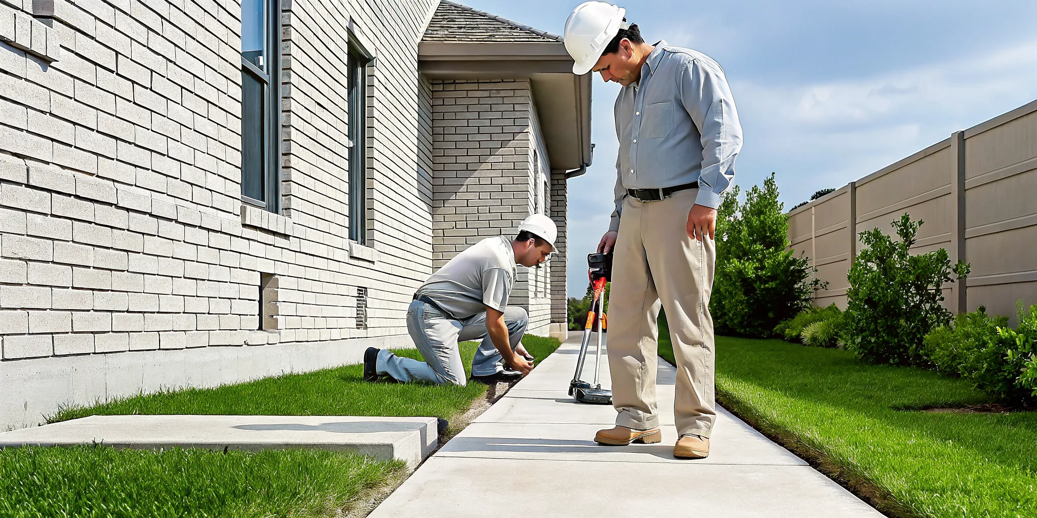 Contractors inspecting a home for affordable foundation repair in Dallas, TX.