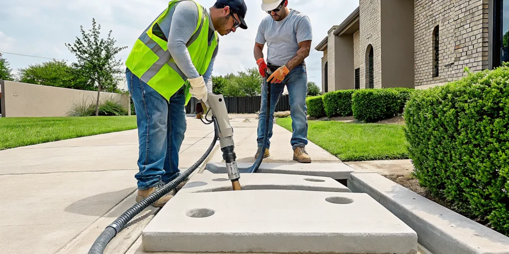 How to fix an uneven sidewalk in Dallas with concrete lifting.