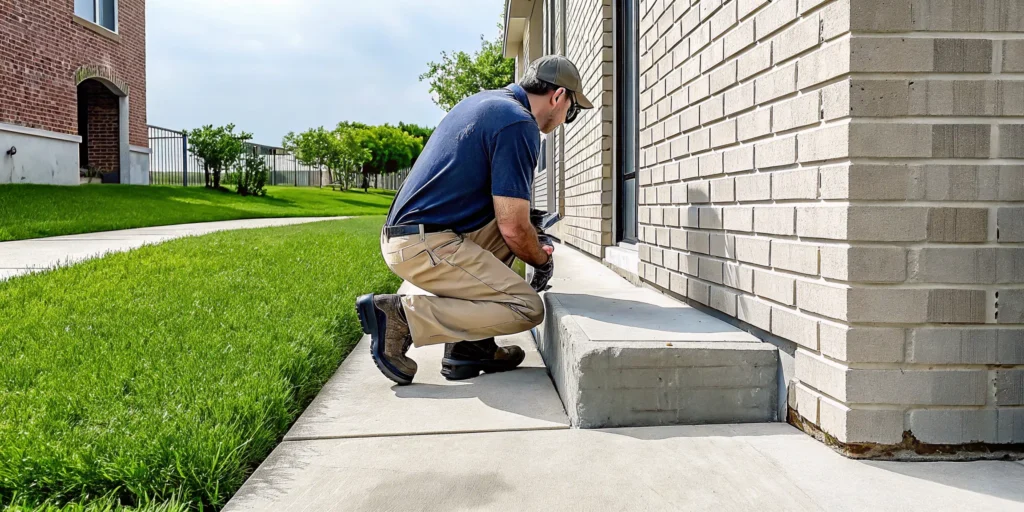 Rockwall foundation repair expert inspecting a home for a free quote.