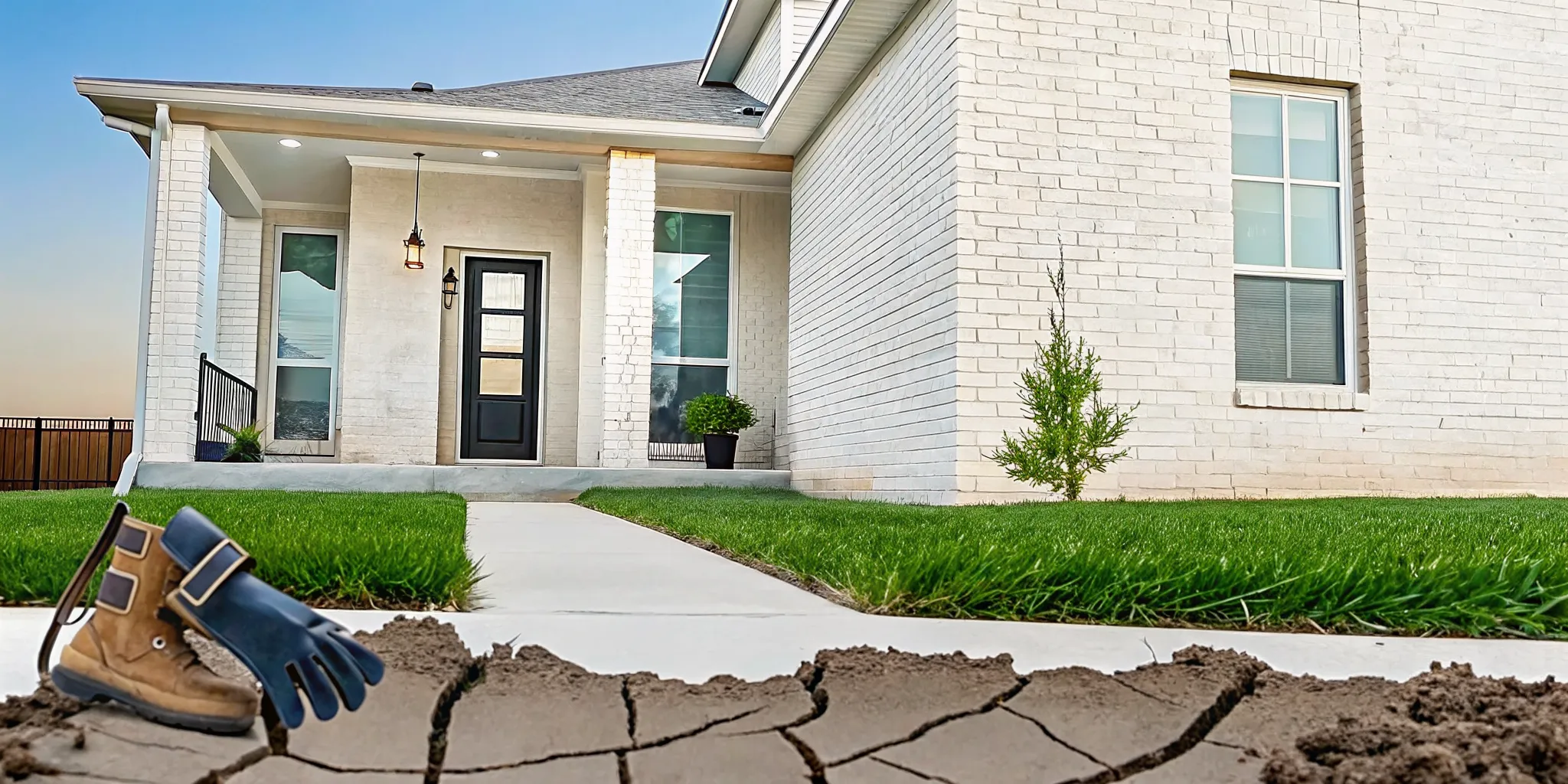 Drought damage in North Texas causes cracked soil, requiring foundation repair.