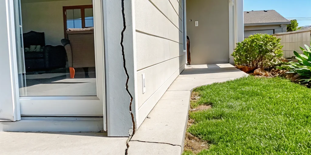 Diagonal crack on an interior wall near a door frame, indicating possible foundation movement in a North Texas home