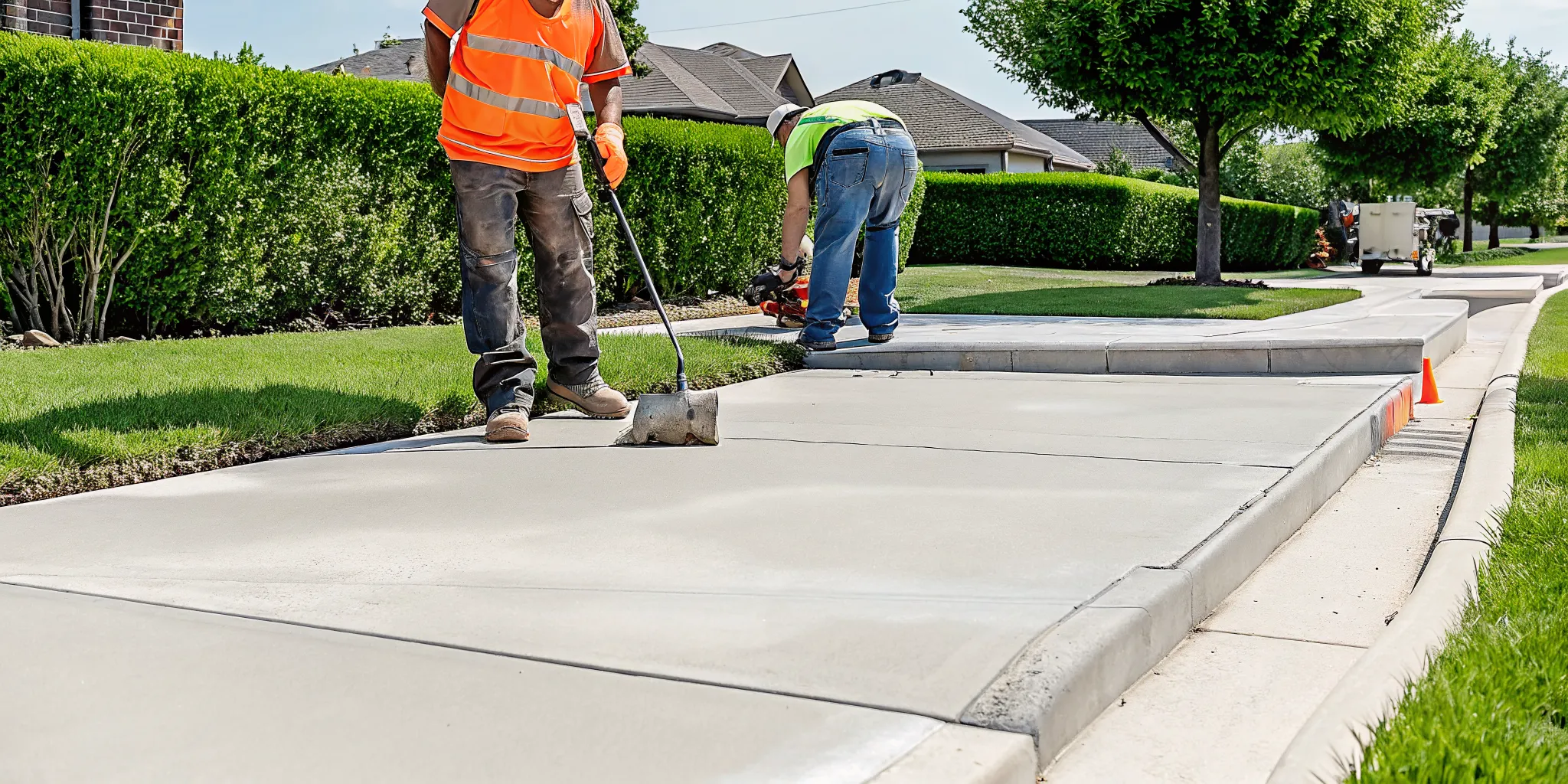 A professional crew performs an uneven sidewalk repair in Dallas, Fort Worth.