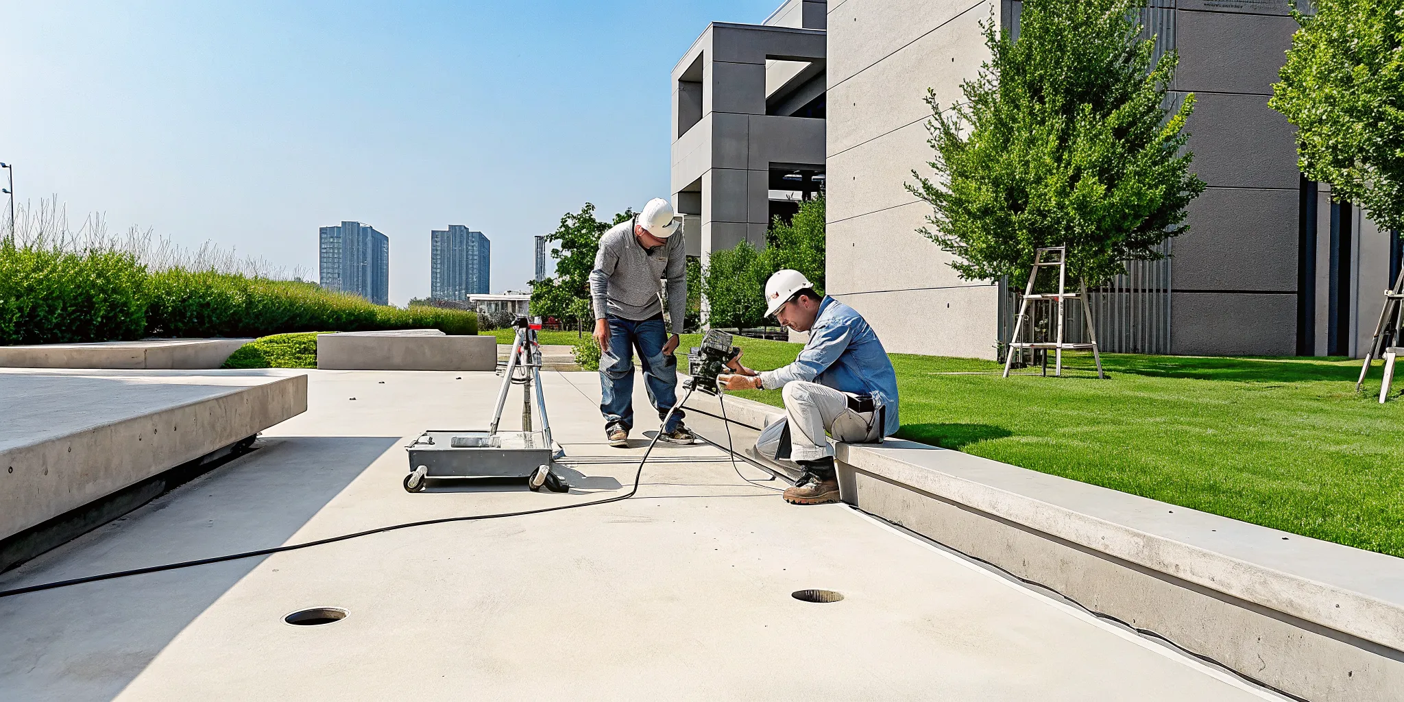 Filling a concrete void under a Dallas slab with polyurethane foam.