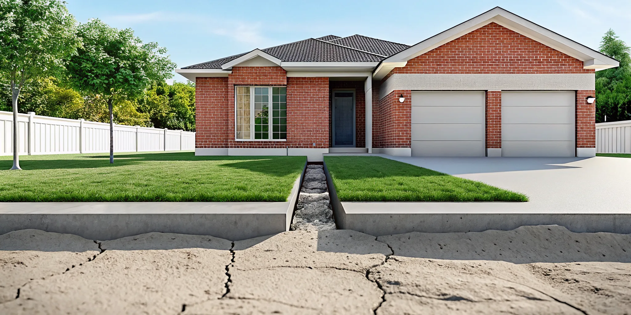 Cracked clay soil in DFW causing foundation damage on a home.