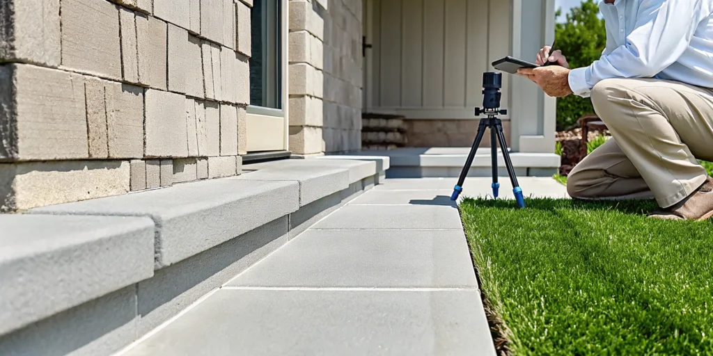 Structural engineer conducting a Fort Worth foundation repair inspection on a home.