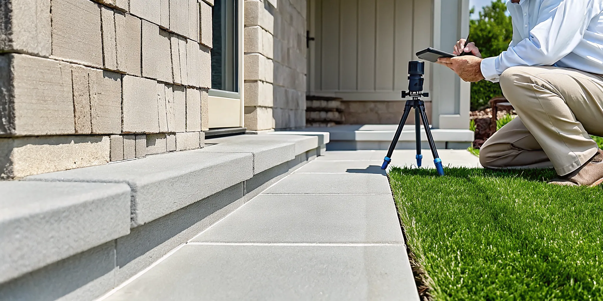 Structural engineer conducting a Fort Worth foundation repair inspection on a home.